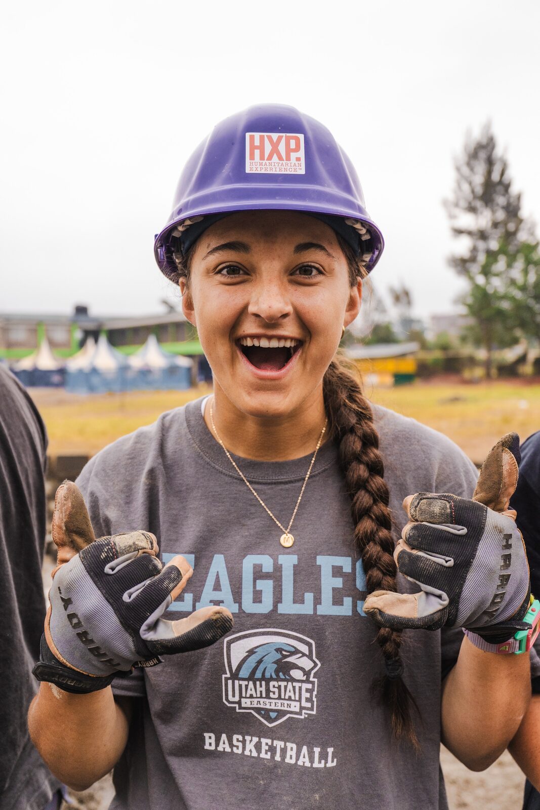 A Builder in her HXP hard hat