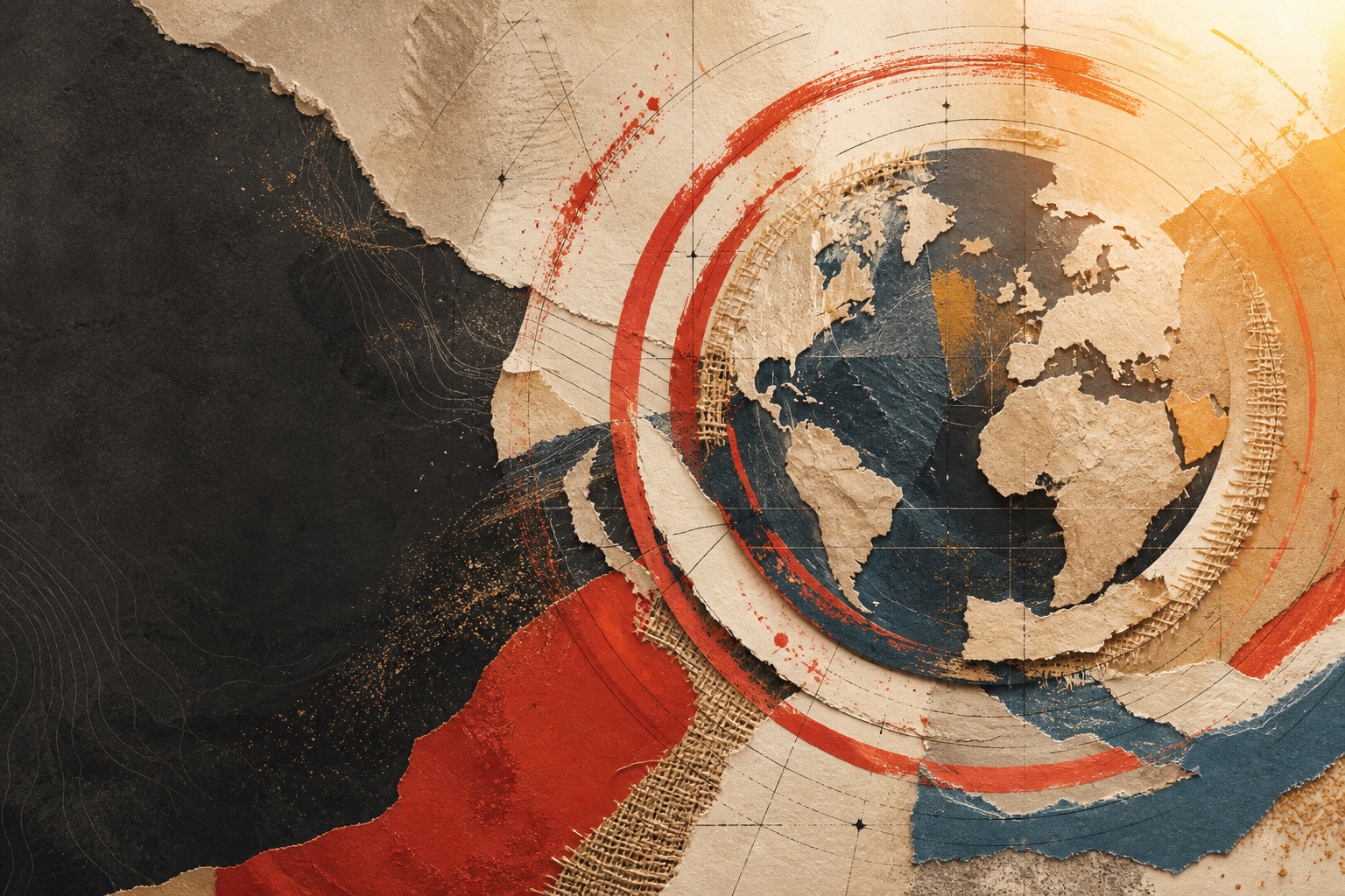 Layered paper globe with red ripples representing HXP’s global impact